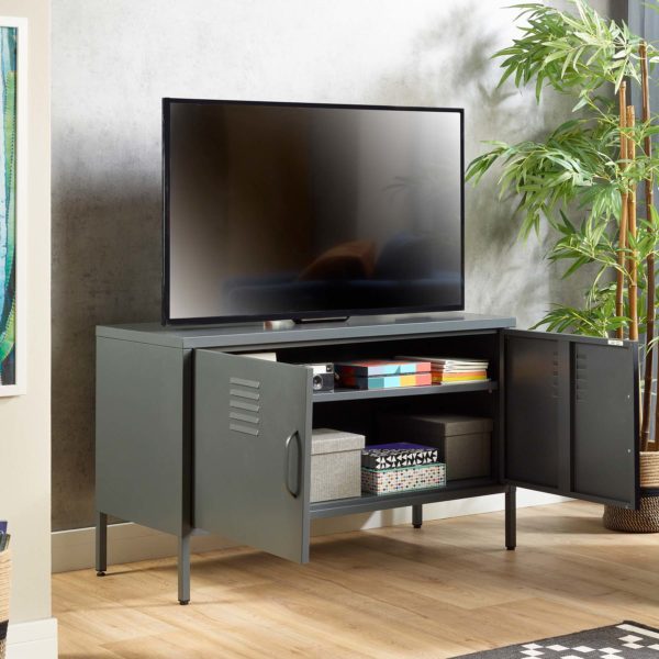 ps 01 grey industrial tv cabinet for up to 48" screens