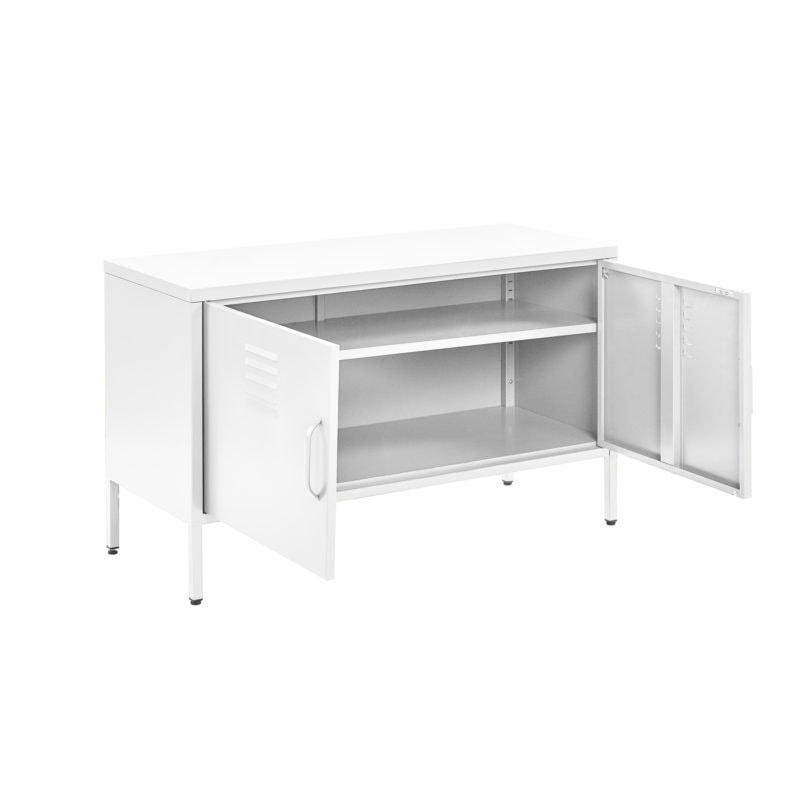 ps 01 white industrial tv cabinet for up to 48" screens