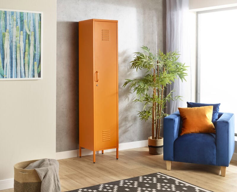 lc 01 orange 1 door metal locker cabinet 1800mm