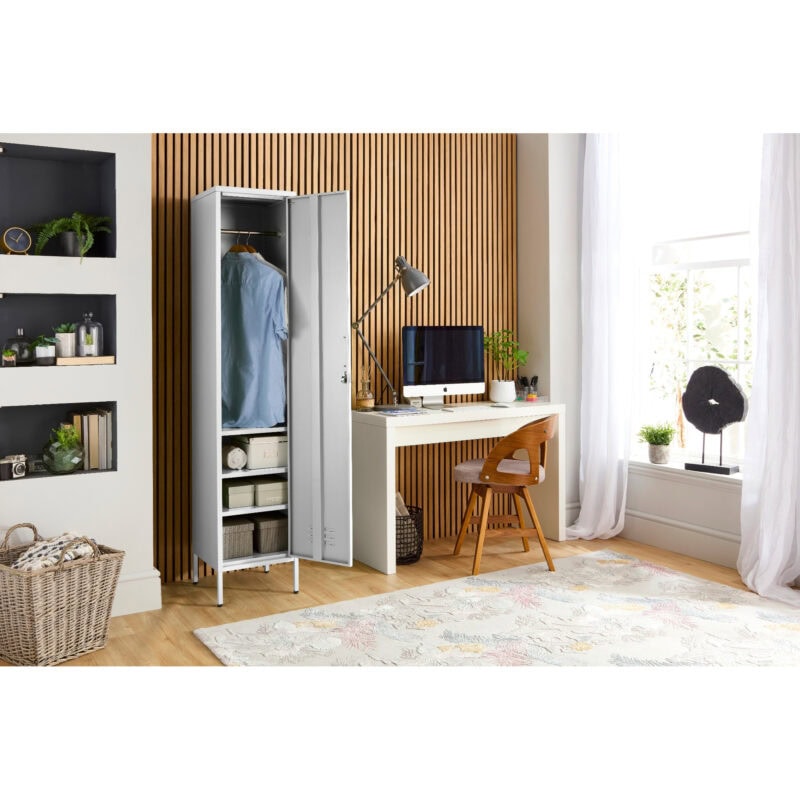 lc 01 white 1 door metal locker cabinet 1800mm