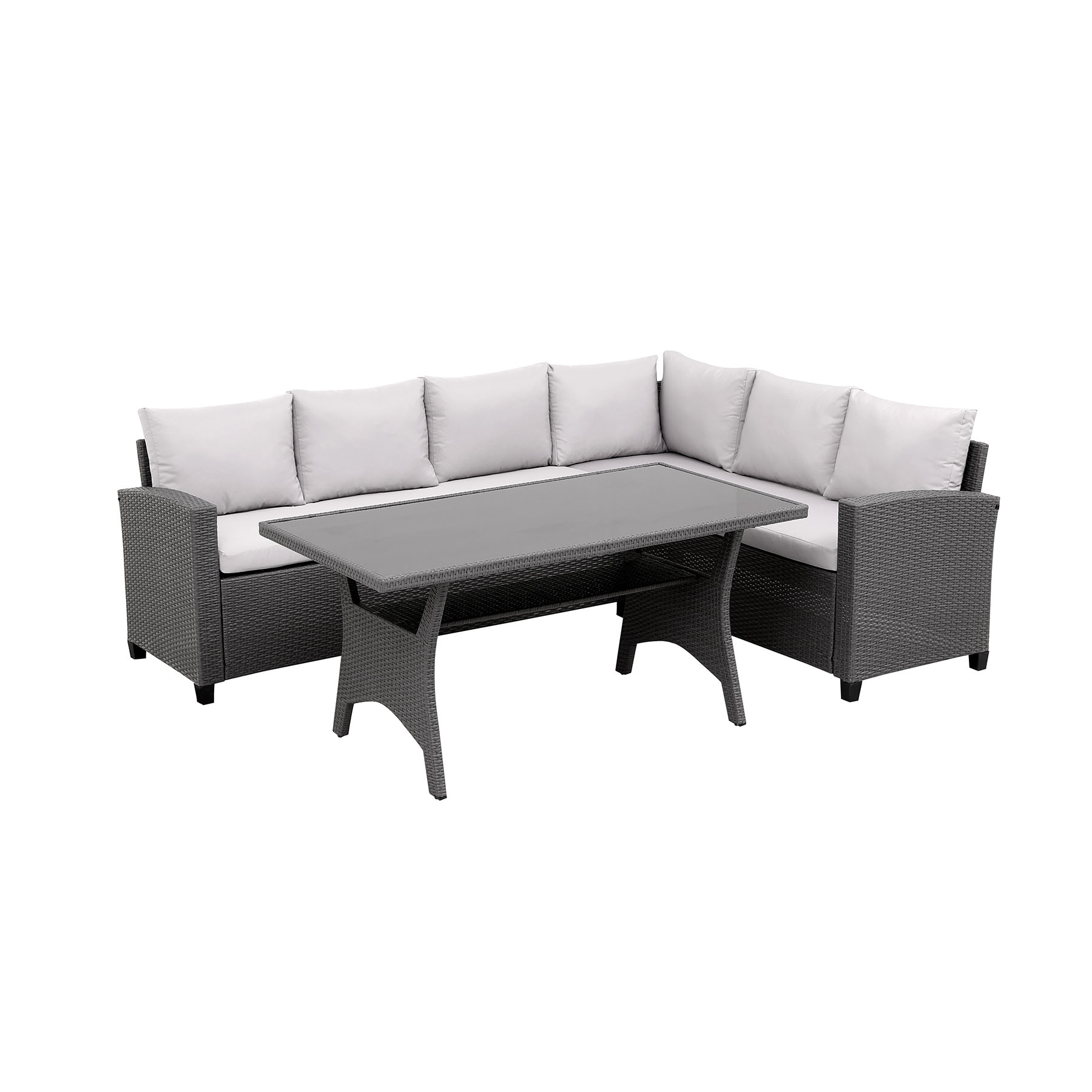 m203 grey rattan garden furniture l shaped dining corner set