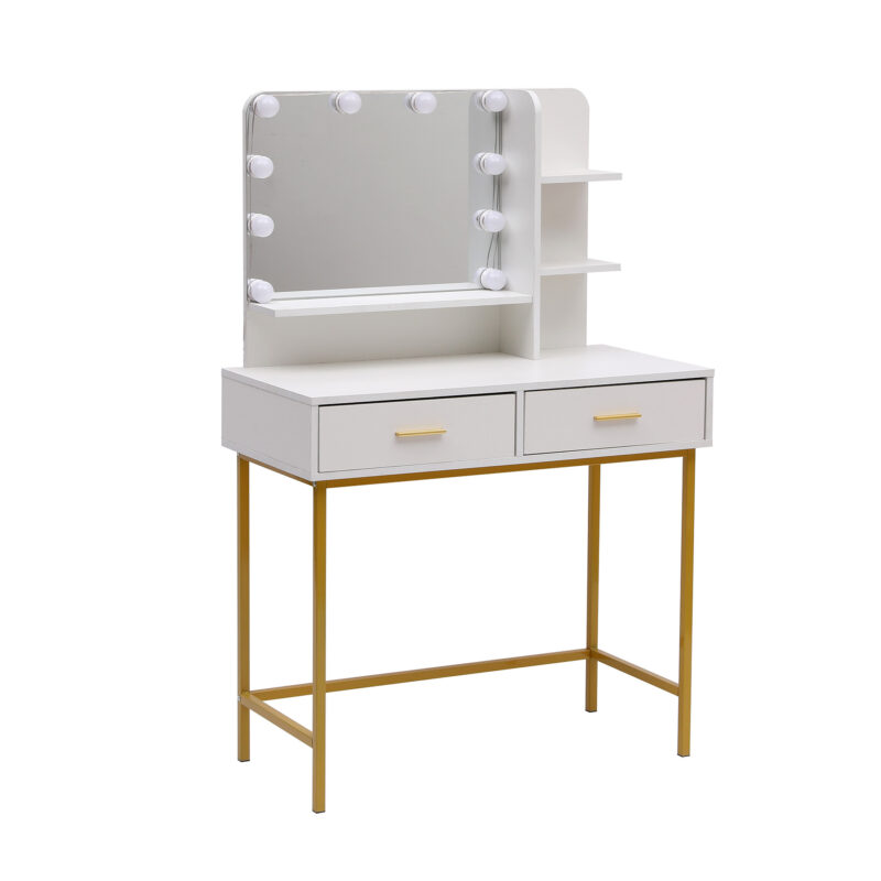 drs 0900 gold legged dressing table with mirror