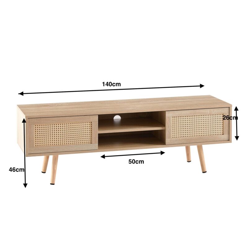 rls dr01 tv cabinet with rattan doors for up to 65″ screens