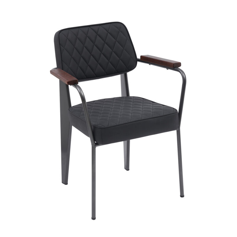 set of 2 black retro style diamond stitch dining chairs