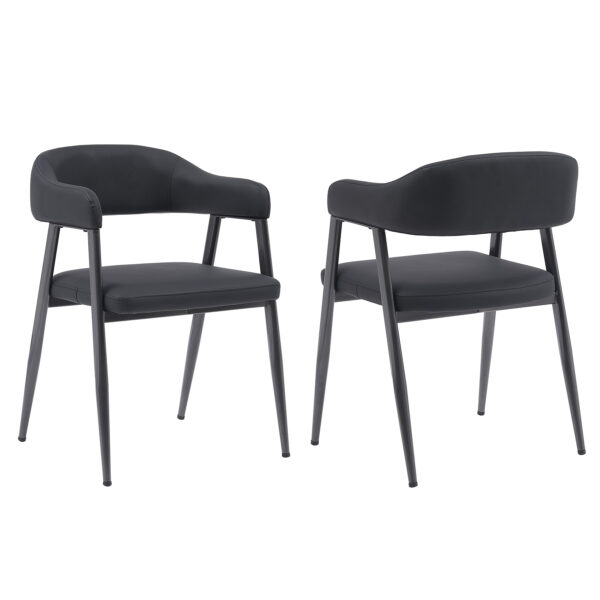 set of 2 black vintage style wrap around dining chairs