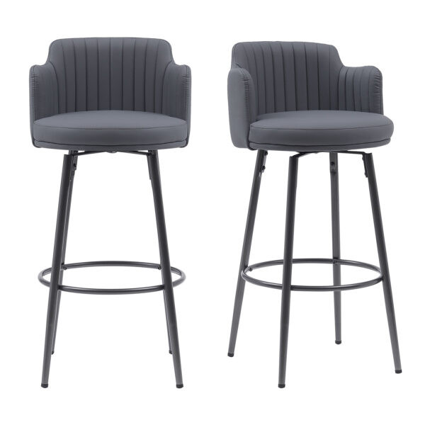 set of 2 grey retro swivel bar stools