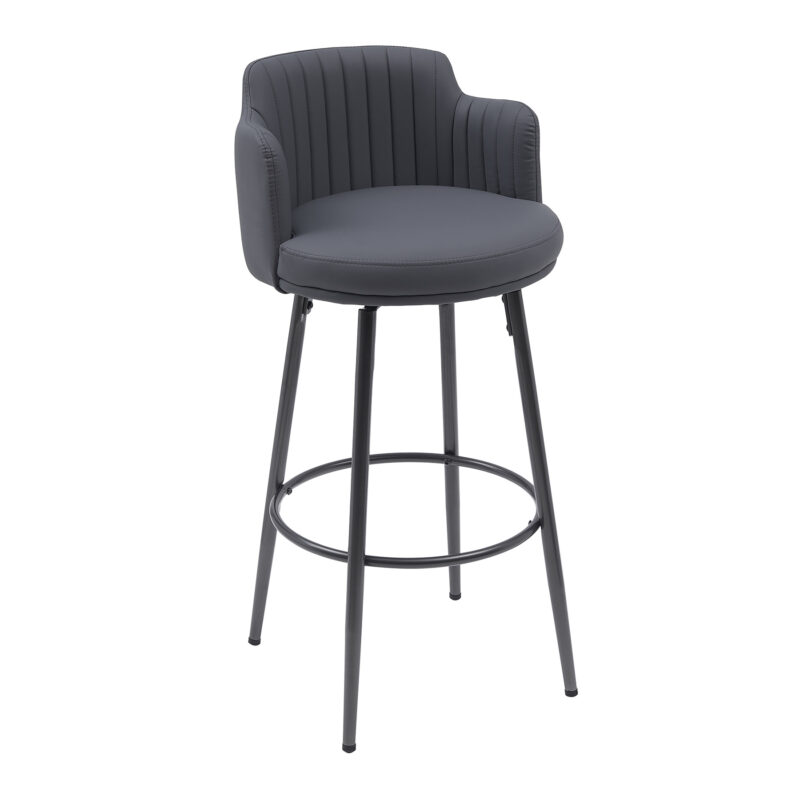 set of 2 grey retro swivel bar stools