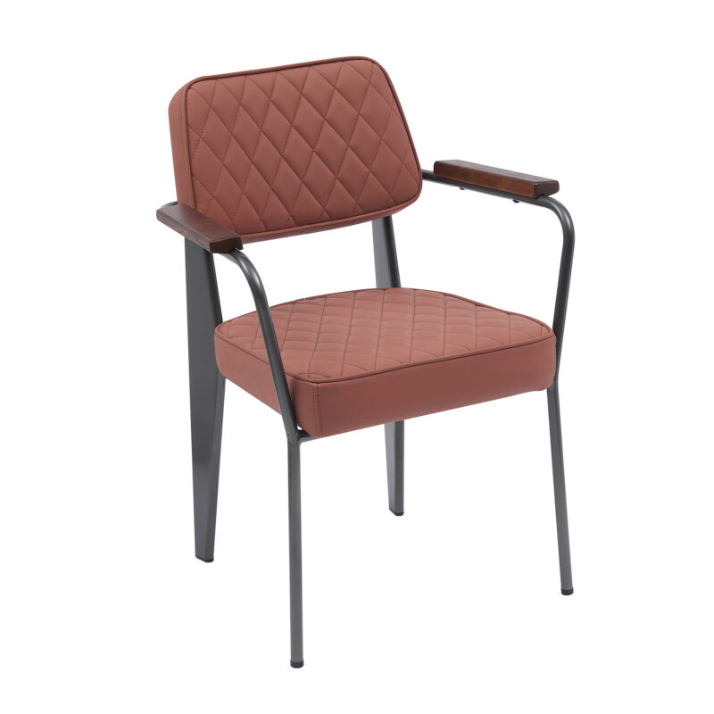 set of 2 tan retro style diamond stitch dining chairs