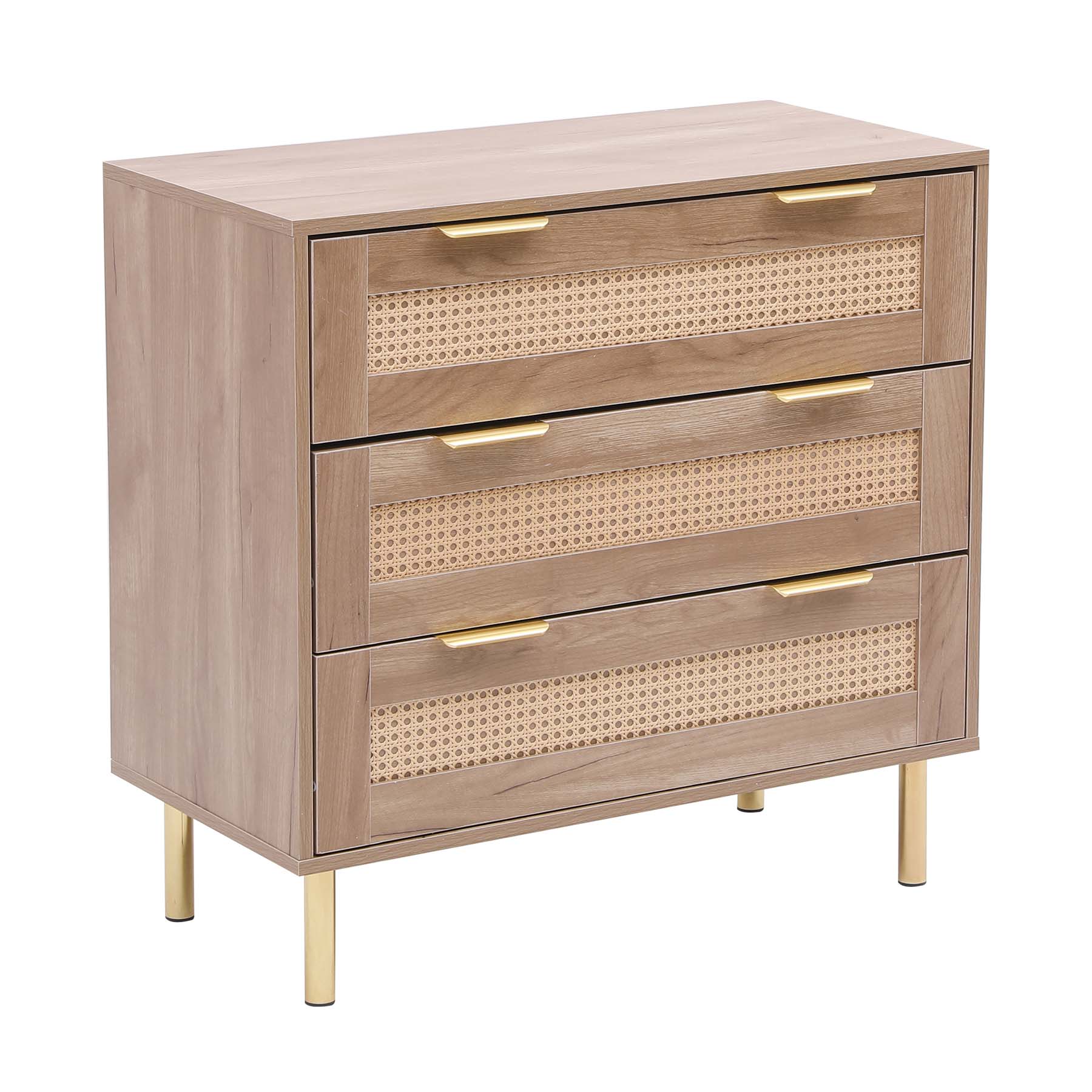 woven rattan chest of 3 drawers in natural colour