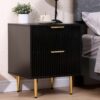 black 2 drawer fluted bedside table