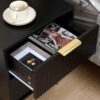 black 2 drawer fluted bedside table