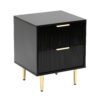 black 2 drawer fluted bedside table
