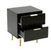 black 2 drawer fluted bedside table