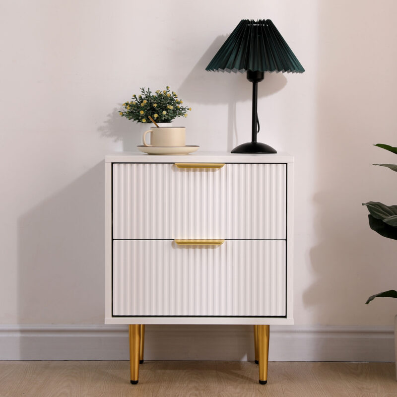 black 2 drawer fluted bedside table (copy)
