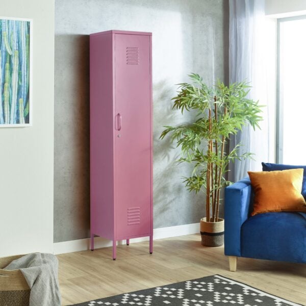 lc 01 pink 1 door metal locker cabinet 1800mm