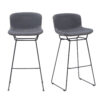 set of 2 grey retro bar stools with footrest