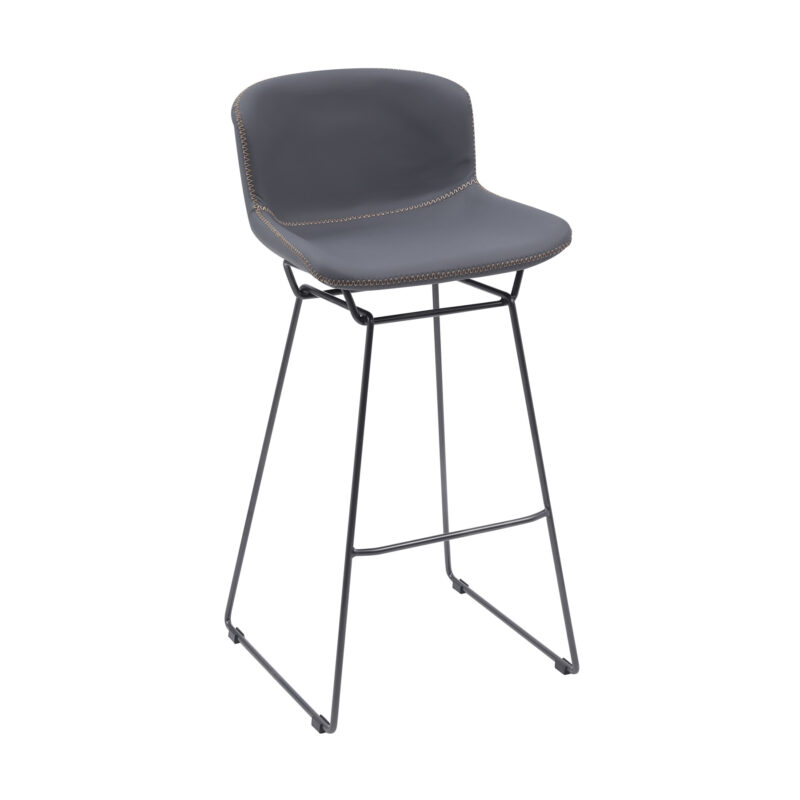 set of 2 grey retro bar stools with footrest