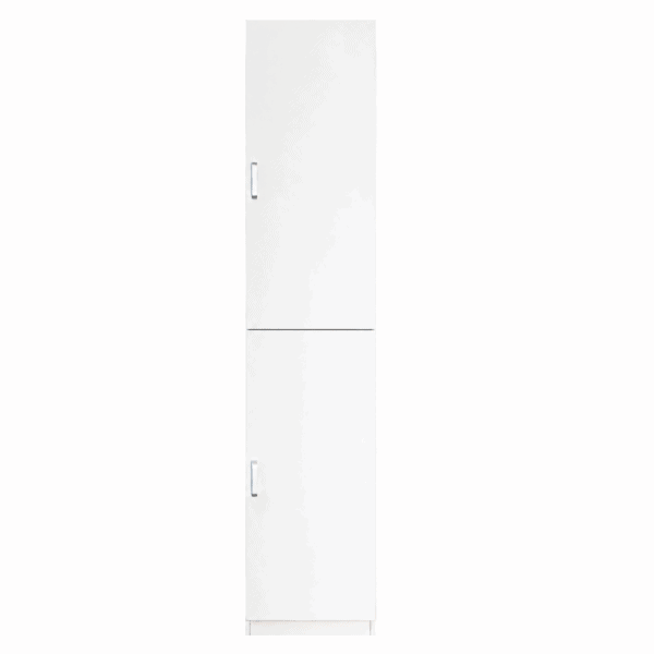 MMT White Slim 2 Door Storage Cabinet with 5 Adjustable Shelves 175cm