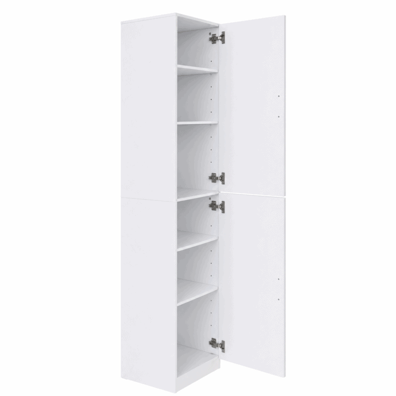 MMT White Slim 2 Door Storage Cabinet with 5 Adjustable Shelves 175cm
