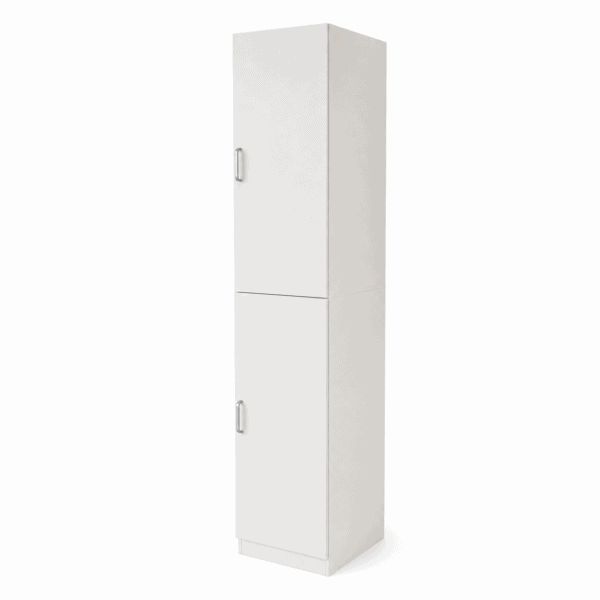 MMT White Slim 2 Door Storage Cabinet with 5 Adjustable Shelves 175cm