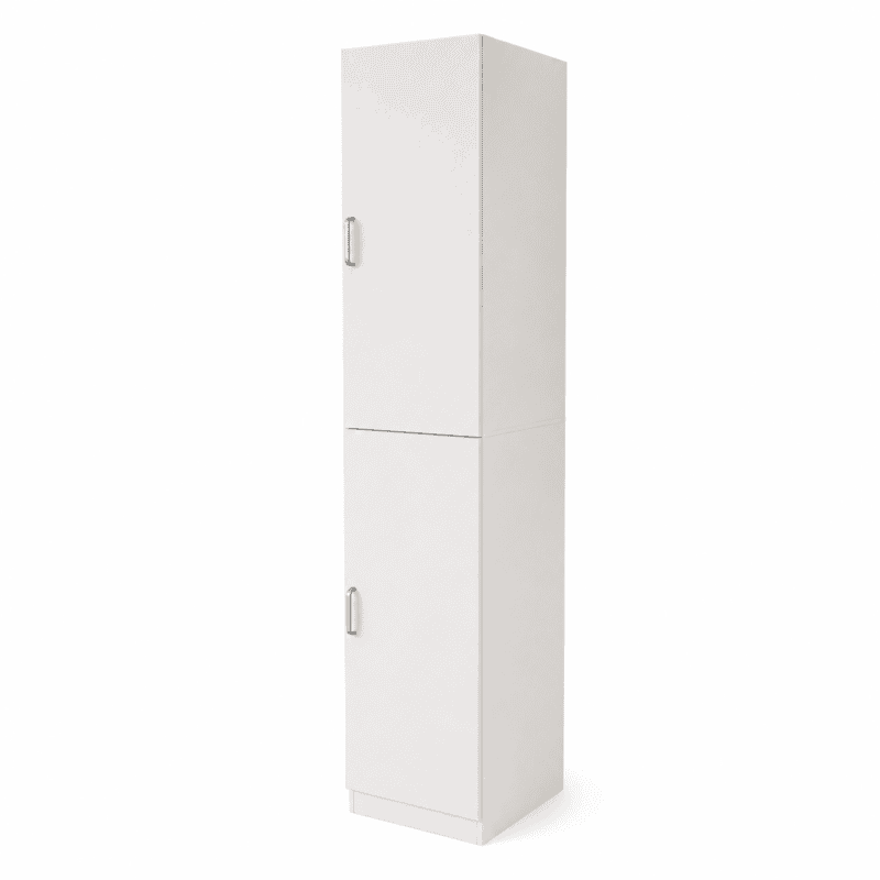 MMT White Slim 2 Door Storage Cabinet with 5 Adjustable Shelves 175cm
