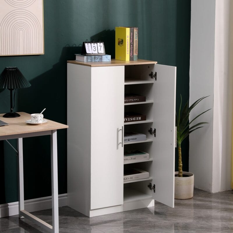 MMT White Oak 2 Door Shoe Storage Cabinet