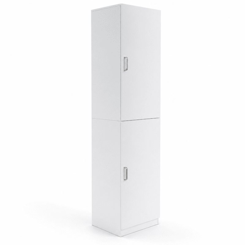 MMT White Slim 2 Door Storage Cabinet with 5 Adjustable Shelves 175cm