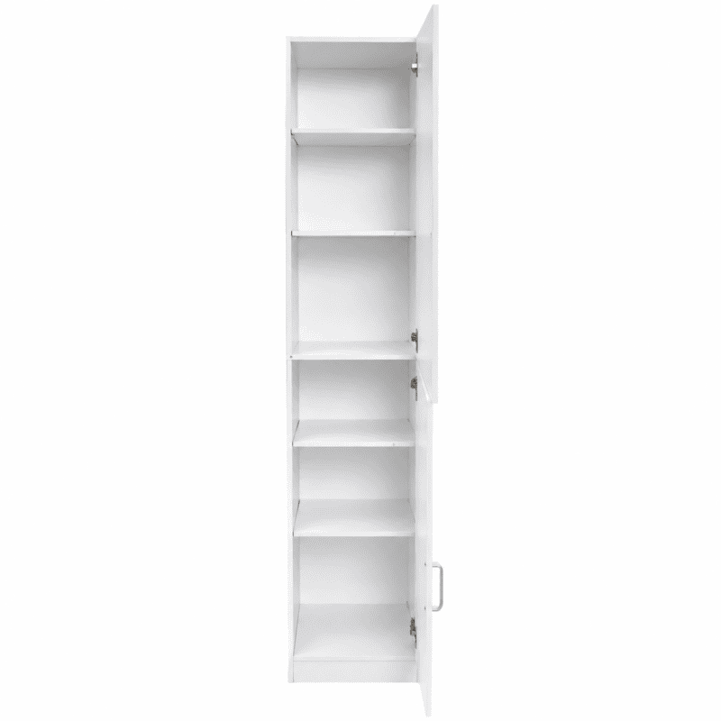 MMT White Slim 2 Door Storage Cabinet with 5 Adjustable Shelves 175cm