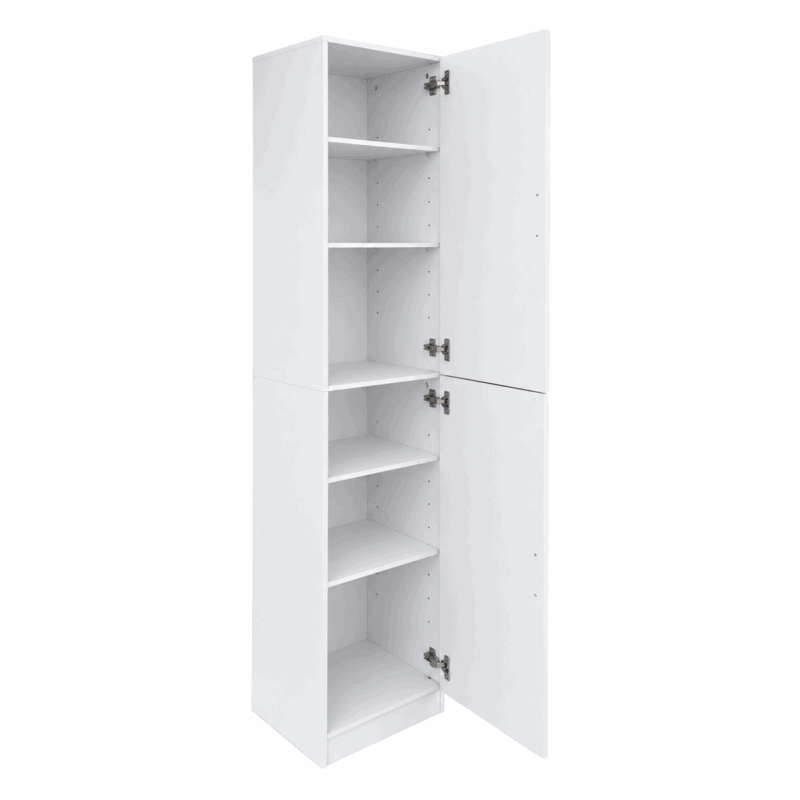 MMT White Slim 2 Door Storage Cabinet with 5 Adjustable Shelves 175cm