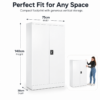 white steel storage cabinet 140cm | 2 door lockable, 3 shelves