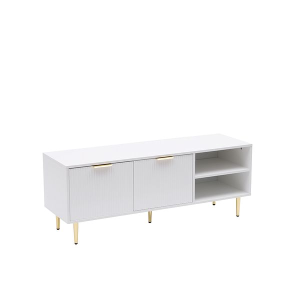 White 130cm TV Stand Cabinet with Fluted Doors | Up to 65 Inch TVs