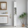 White Slim Bathroom Storage Cabinet 180cm Tall | 20cm Wide