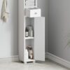 White Slim Bathroom Storage Cabinet 180cm Tall | 20cm Wide