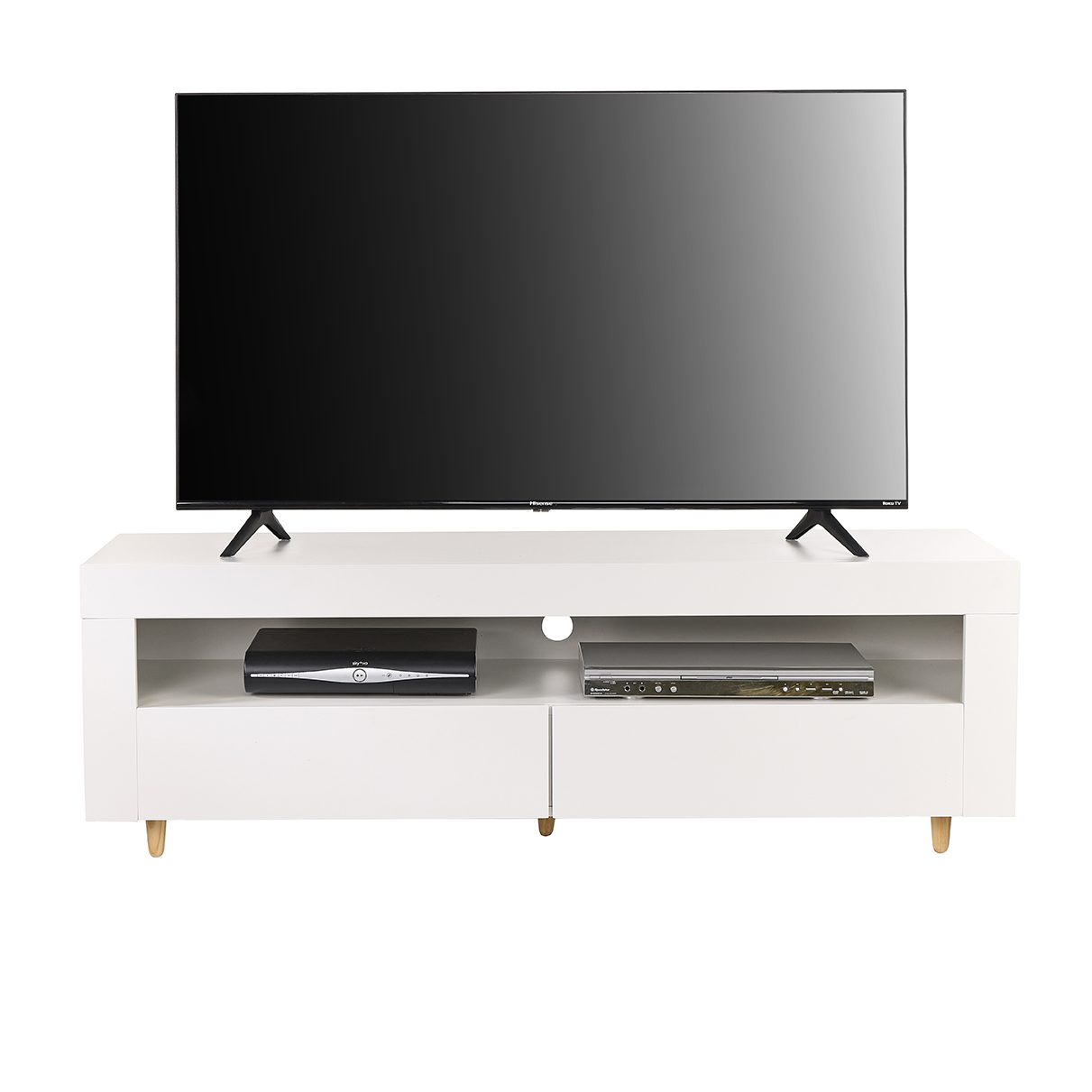 White 140cm TV Stand Cabinet with LED Lights