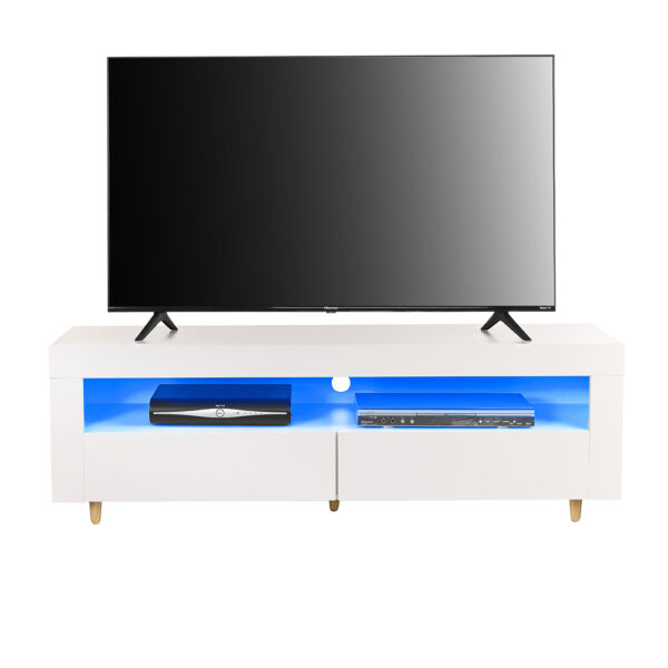White 140cm TV Stand Cabinet with LED Lights