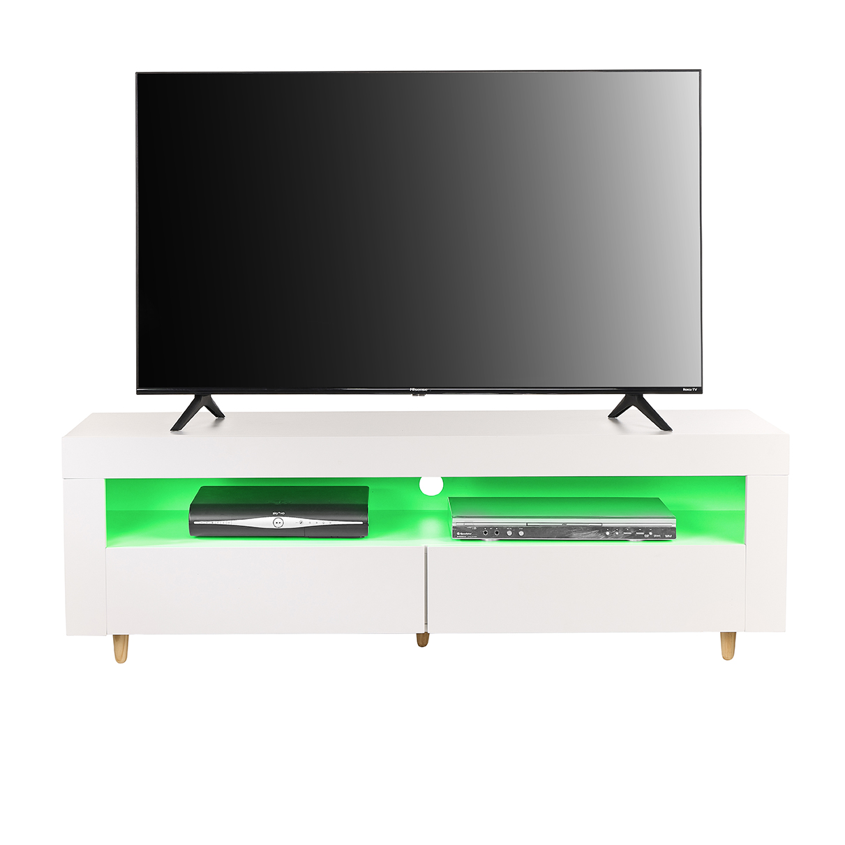 White 140cm TV Stand Cabinet with LED Lights