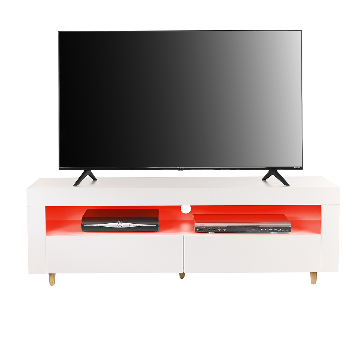 White 140cm TV Stand Cabinet with LED Lights
