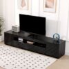 Black 200cm TV Stand Cabinet with Soundbar Shelf & LED Lights