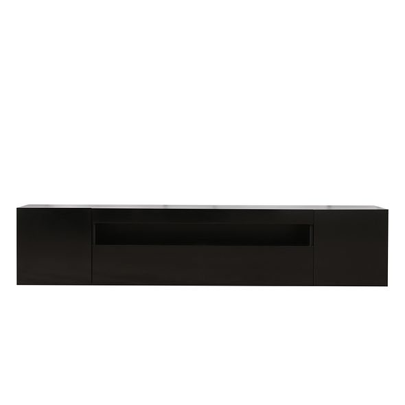 Black 200cm TV Stand Cabinet with Soundbar Shelf & LED Lights