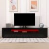Black 200cm TV Stand Cabinet with Soundbar Shelf & LED Lights