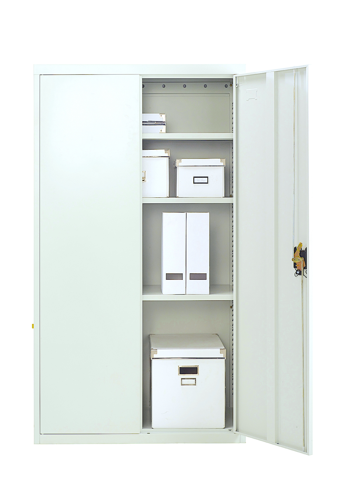 White Steel Storage Cabinet 140cm | 2 Door Lockable, 3 Shelves
