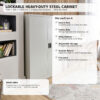 grey steel storage cabinet 140cm | 2 door lockable, 3 shelves