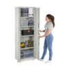 Grey Slim Steel Storage Cabinet 180cm | Lockable, 4 Shelves