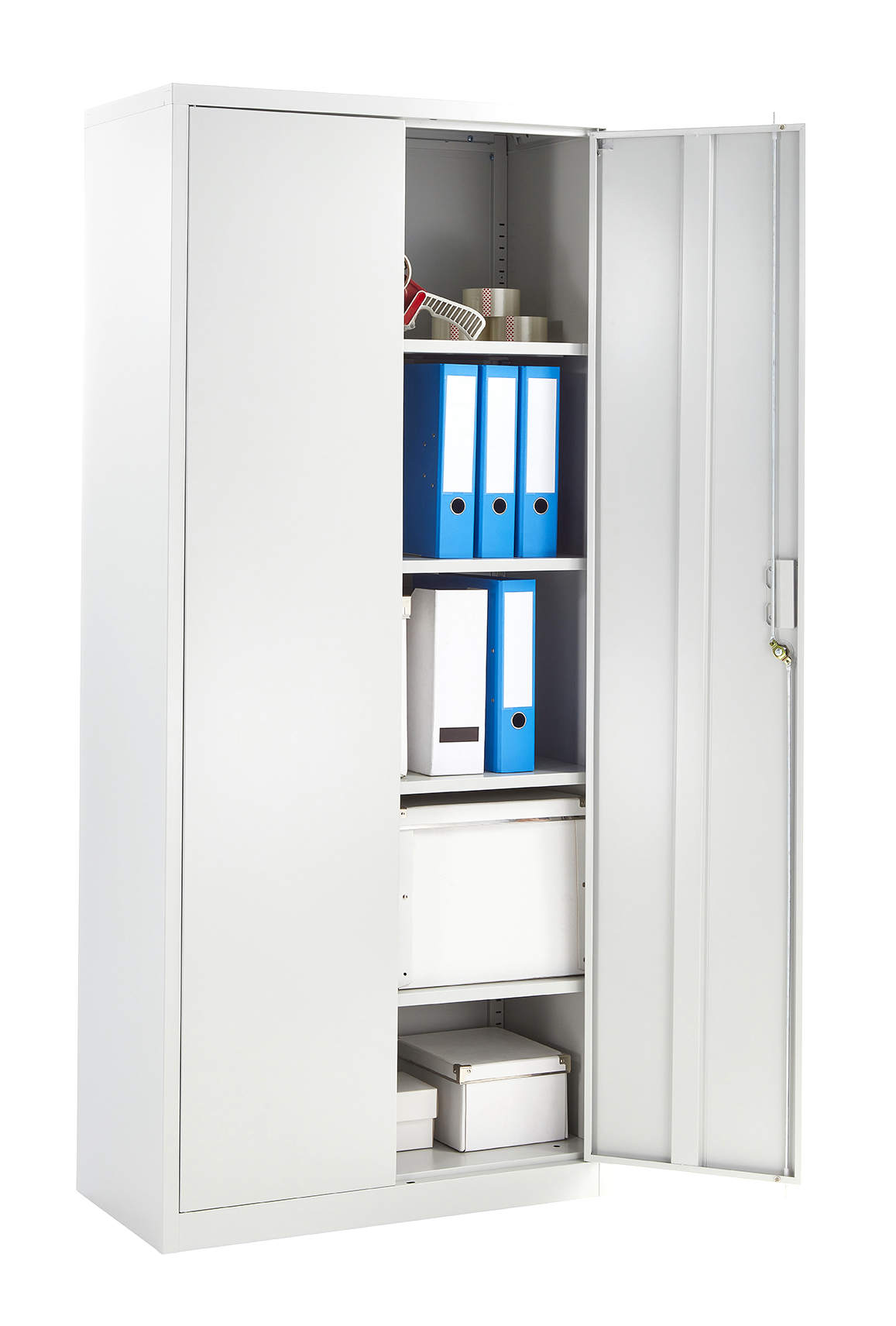 Grey Steel Storage Cabinet 180cm | Lockable, 4 Shelves