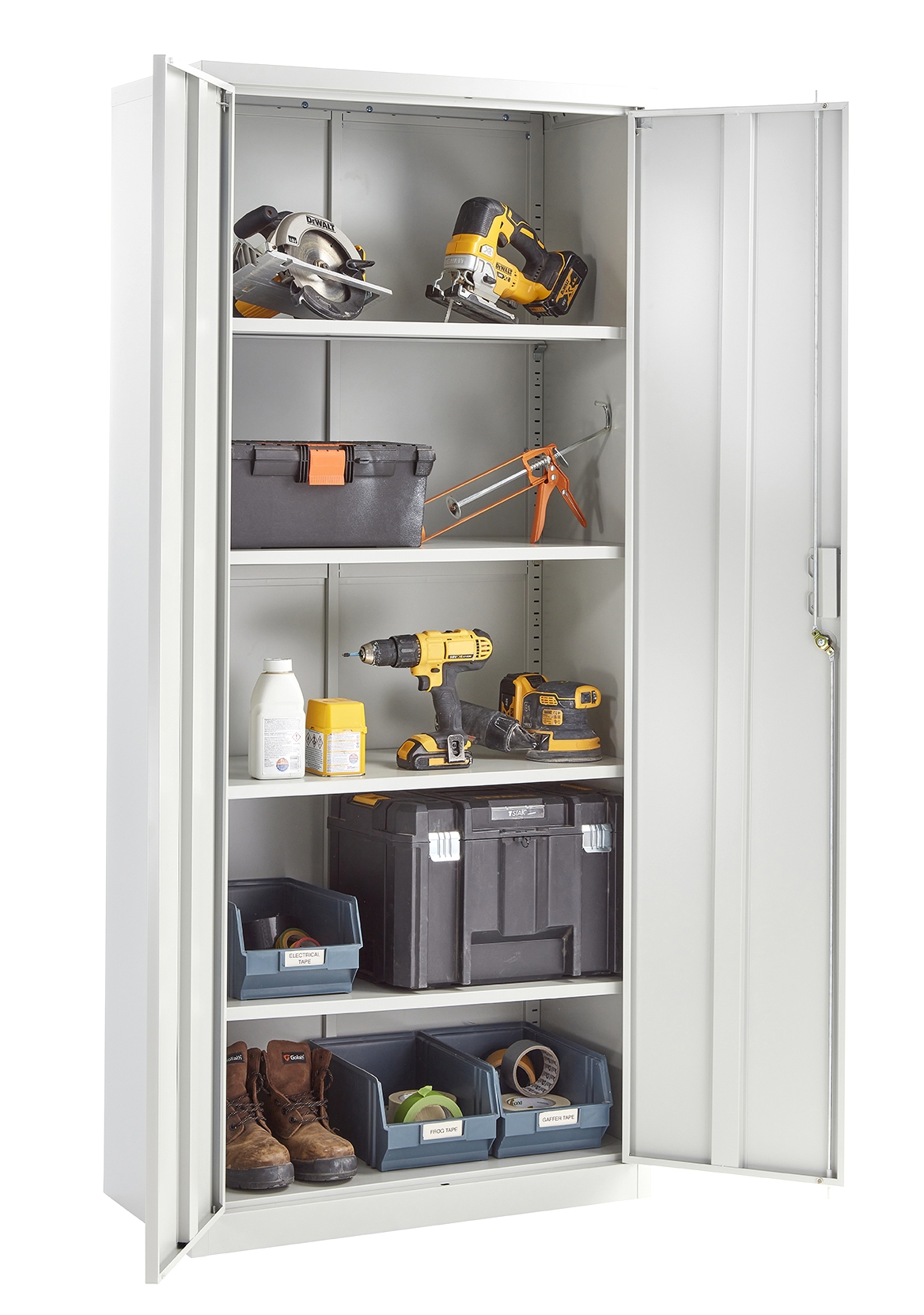 Grey Steel Storage Cabinet 180cm | Lockable, 4 Shelves