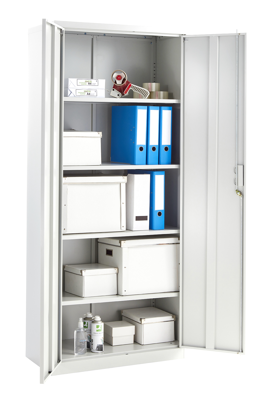 Grey Steel Storage Cabinet 180cm | Lockable, 4 Shelves