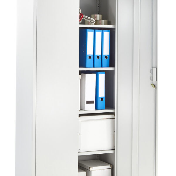 White Steel Storage Cabinet 180cm | Lockable, 4 Shelves