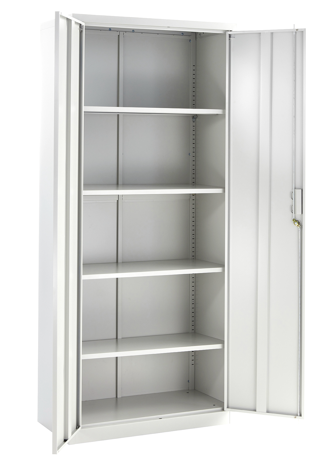 White Steel Storage Cabinet 180cm | Lockable, 4 Shelves