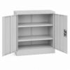 Grey Steel Storage Cabinet 90cm | 2 Door Lockable, 2 Shelves