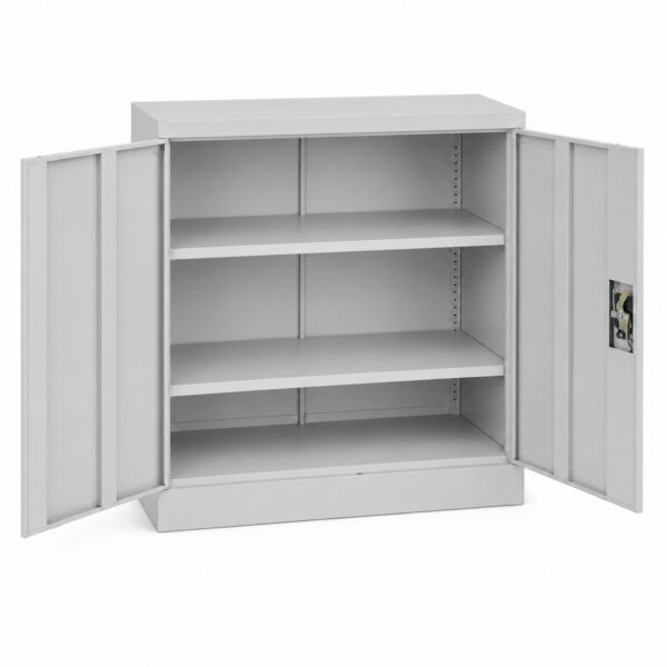 Grey Steel Storage Cabinet 90cm | 2 Door Lockable, 2 Shelves